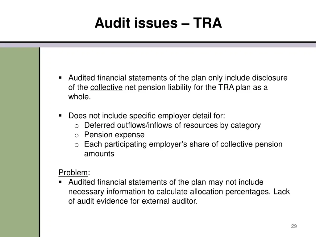 audit issues tra