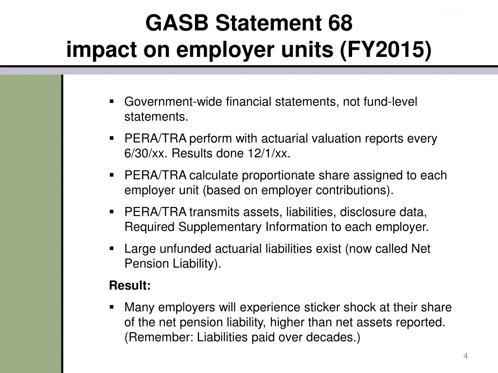 gasb statement 68 impact on employer units fy2015