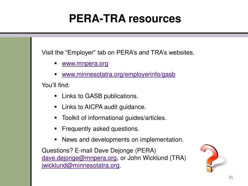 pera tra resources