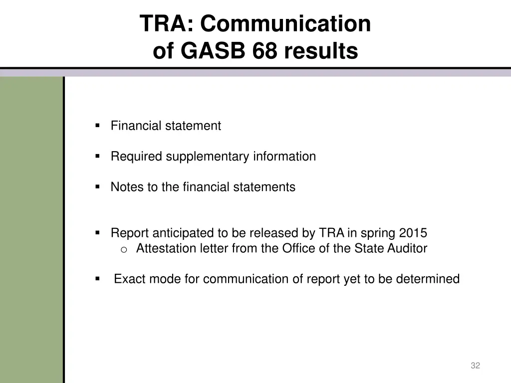 tra communication of gasb 68 results