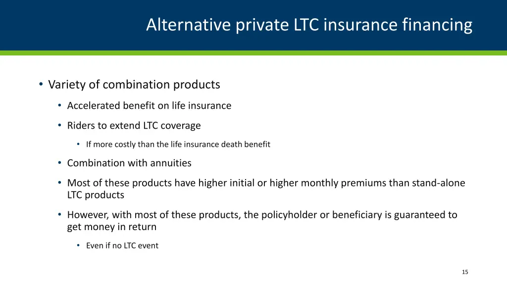 alternative private ltc insurance financing