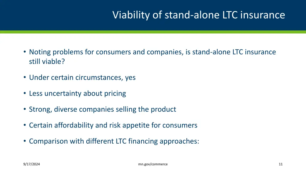 viability of stand alone ltc insurance