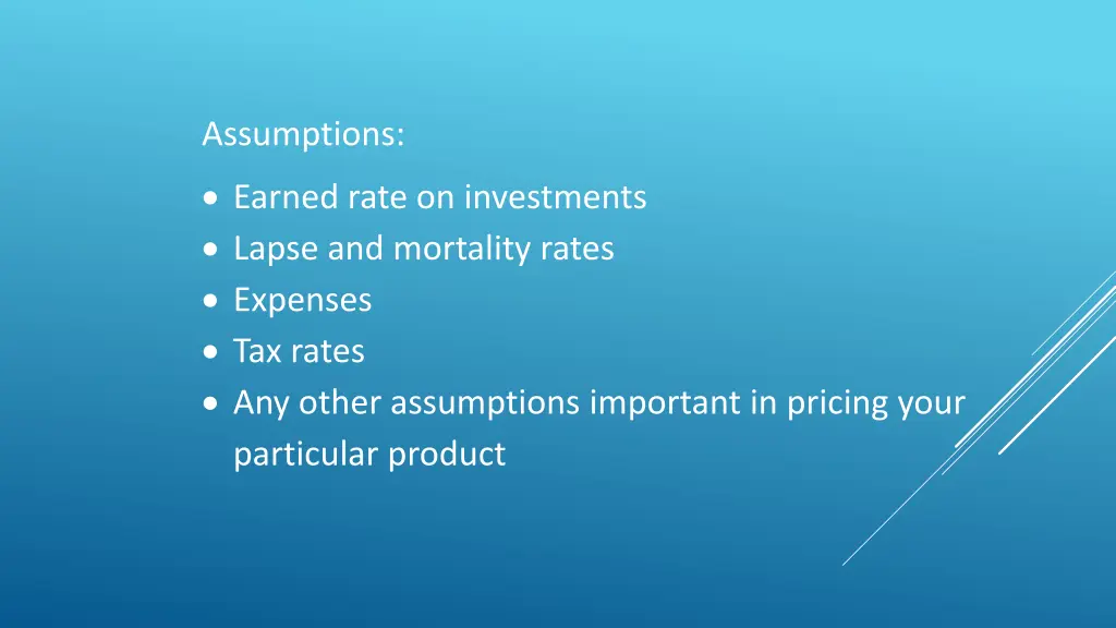 assumptions earned rate on investments lapse