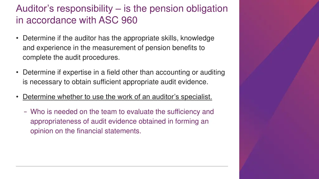 auditor s responsibility is the pension