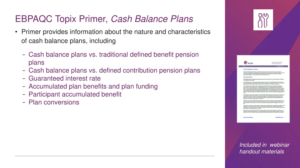 ebpaqc topix primer cash balance plans