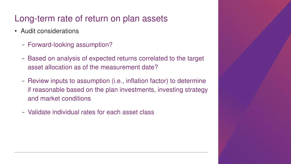 long term rate of return on plan assets 1