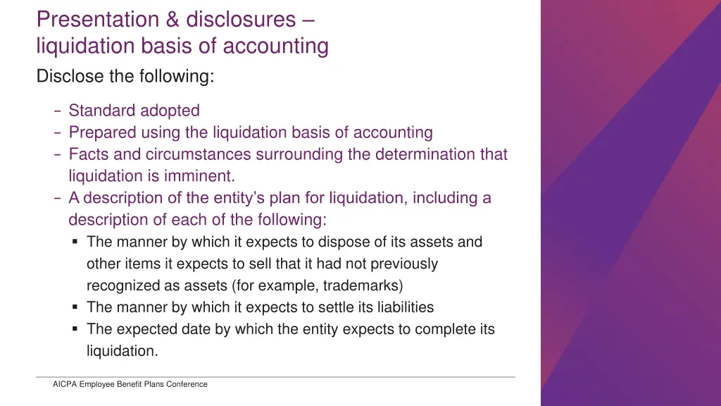 presentation disclosures liquidation basis 1