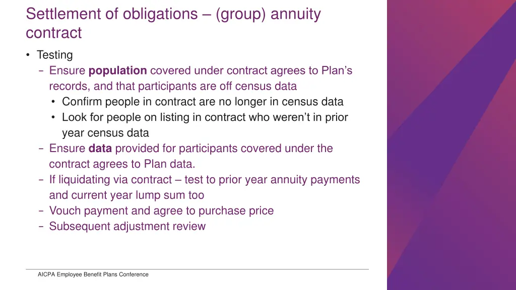 settlement of obligations group annuity contract 1