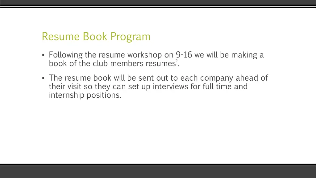 resume book program