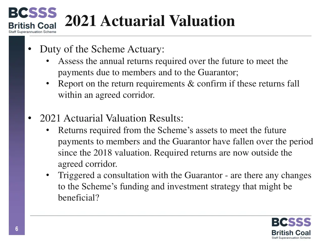 2021 actuarial valuation