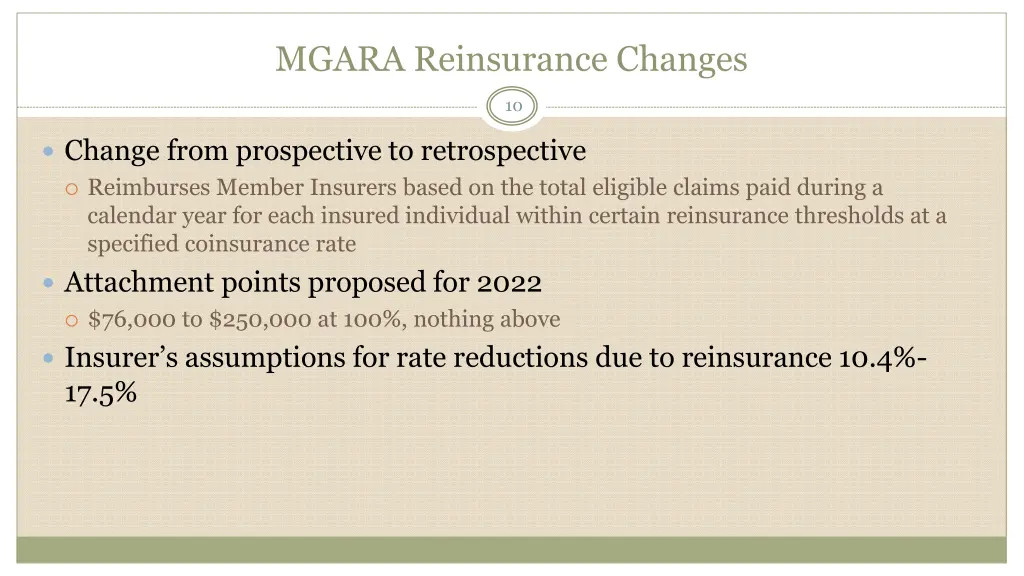 mgara reinsurance changes