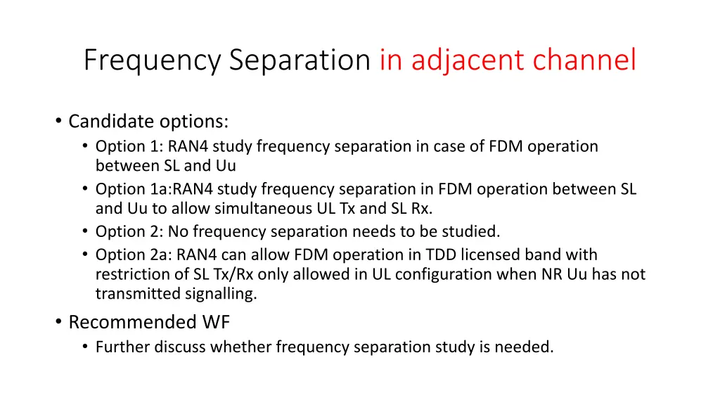 frequency separation in adjacent channel