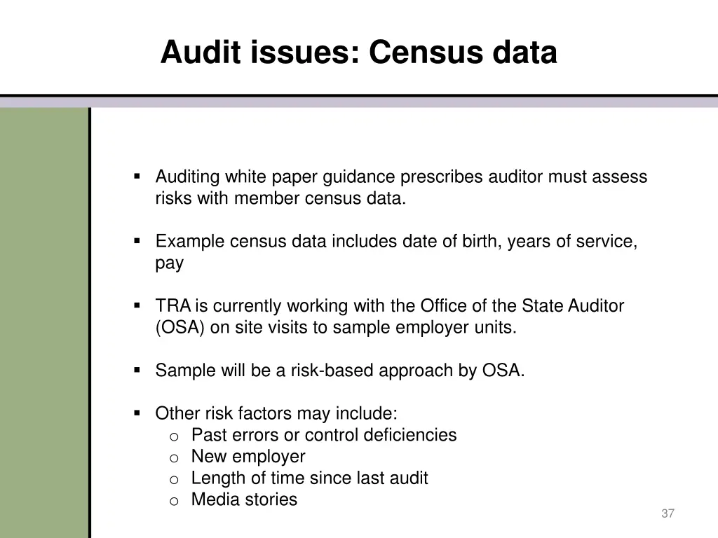 audit issues census data