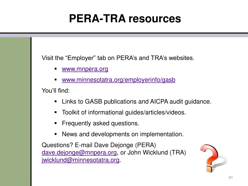 pera tra resources