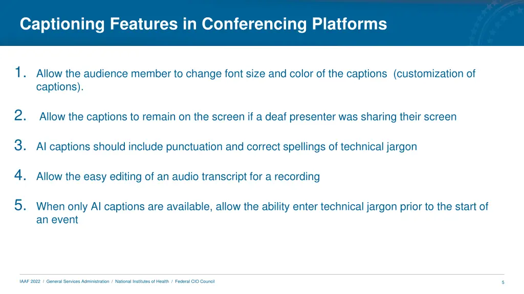 captioning features in conferencing platforms