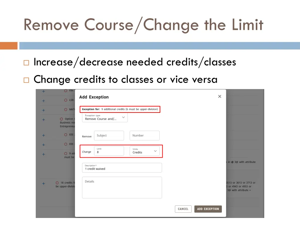 remove course change the limit 1