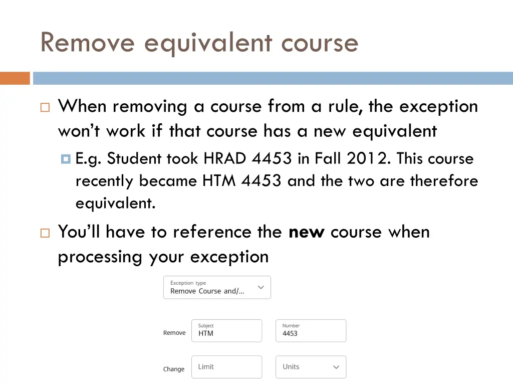 remove equivalent course