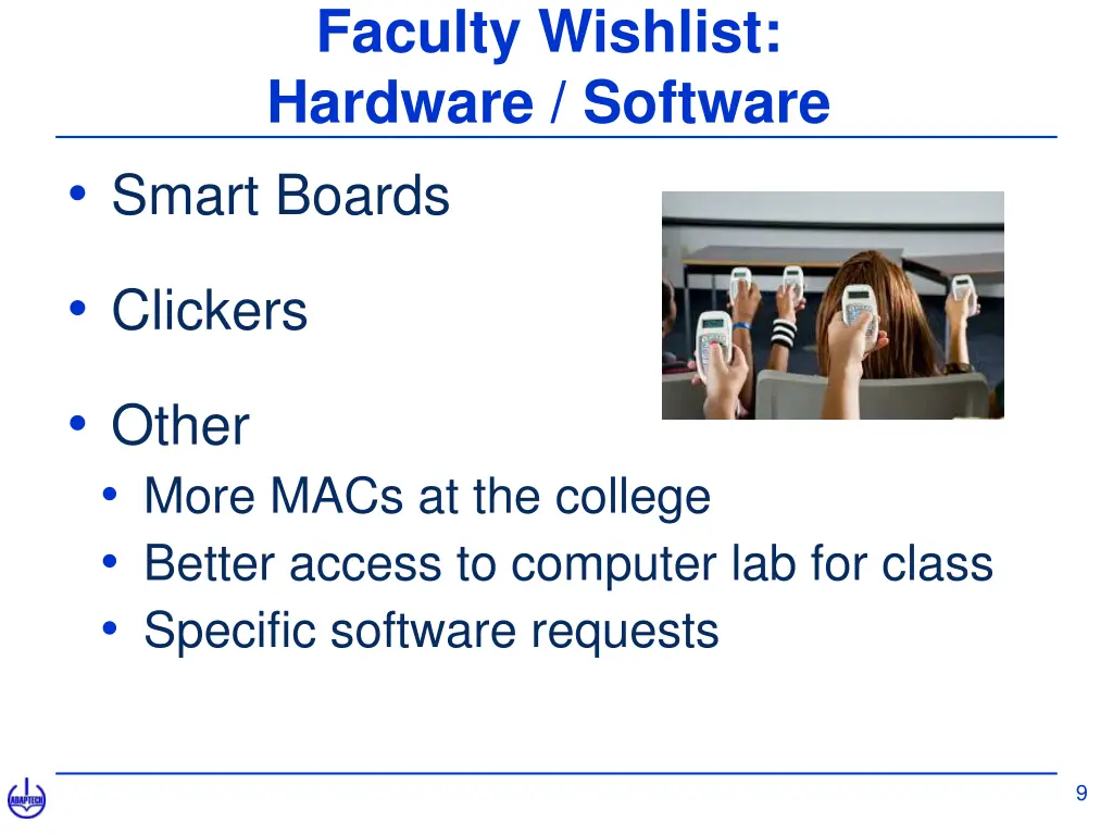 faculty wishlist hardware software smart boards