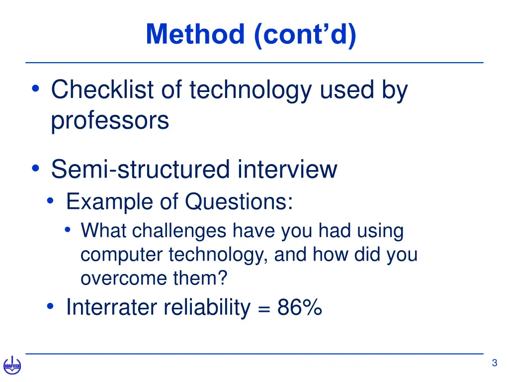 method cont d