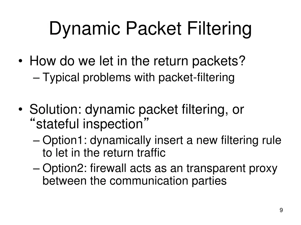 dynamic packet filtering