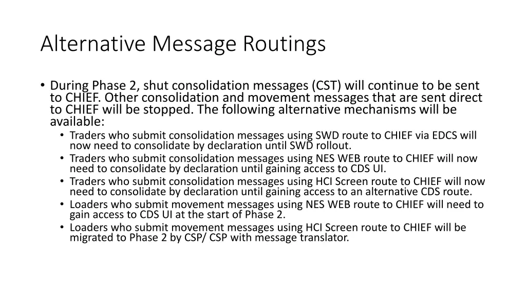 alternative message routings