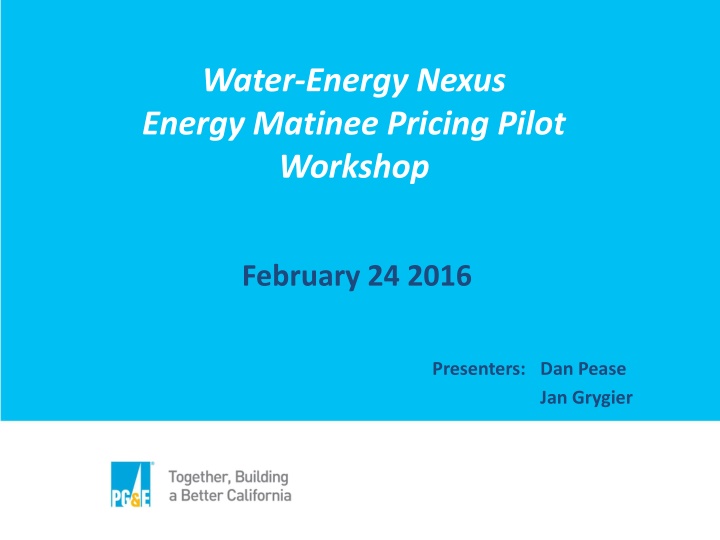 water energy nexus energy matinee pricing pilot