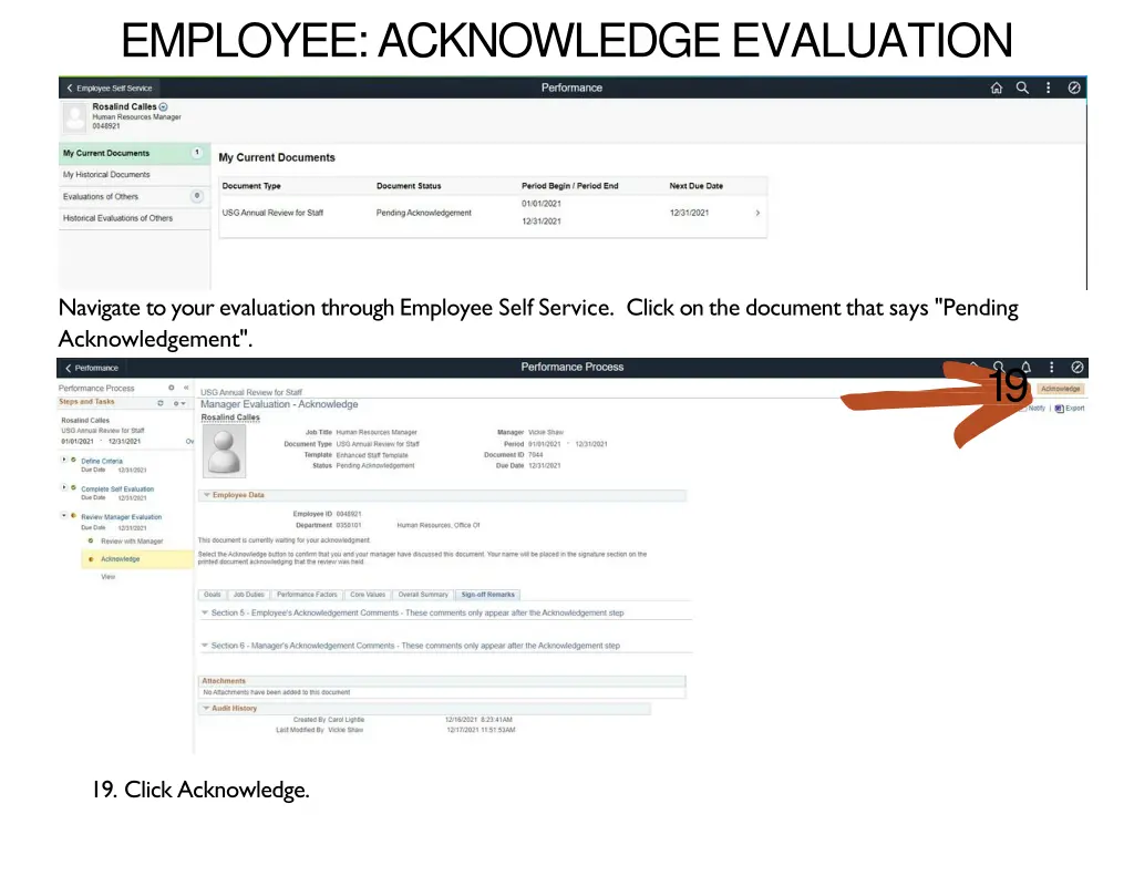 employee acknowledge evaluation