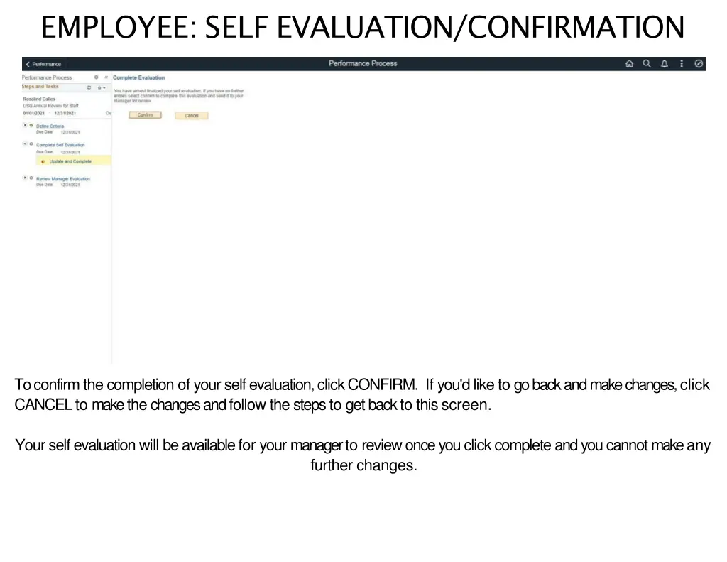 employee self evaluation confirmation