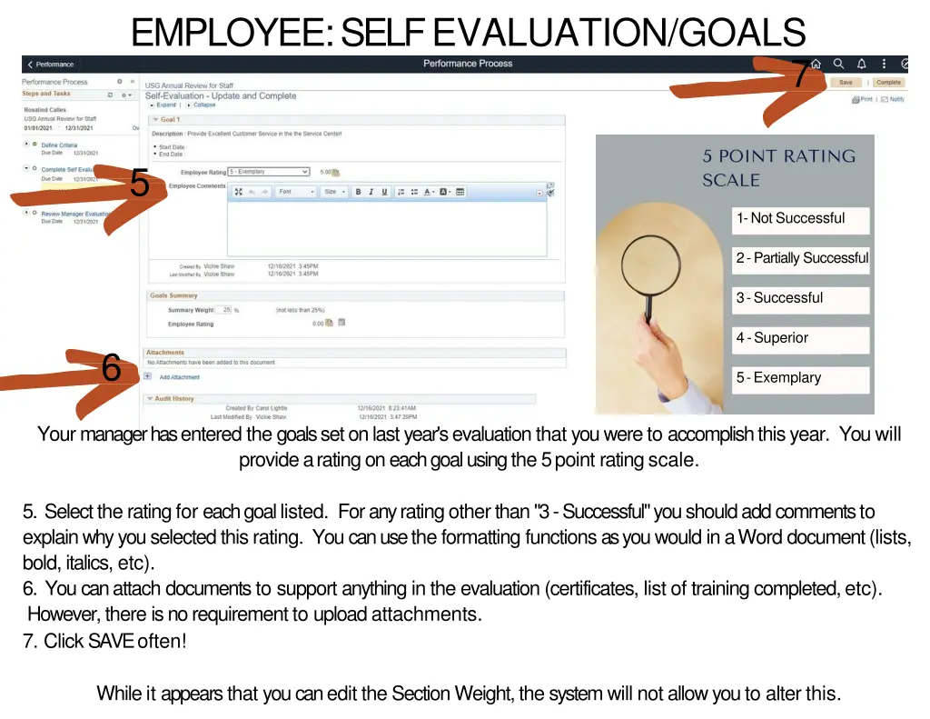 employee self evaluation goals