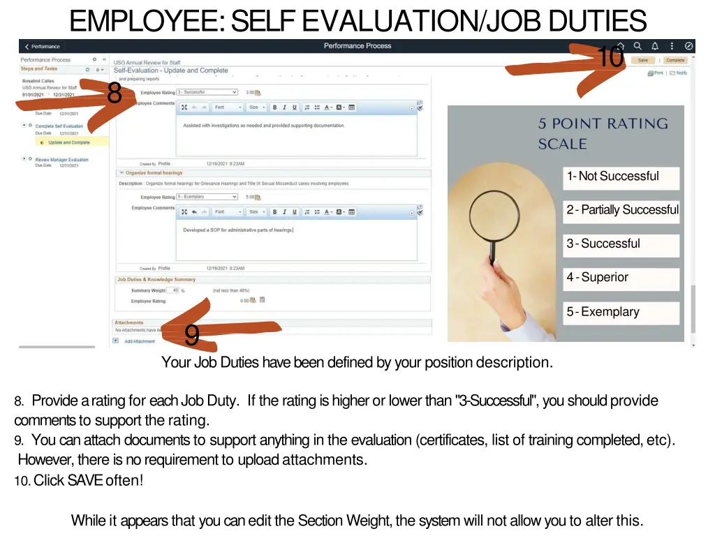 employee self evaluation job duties