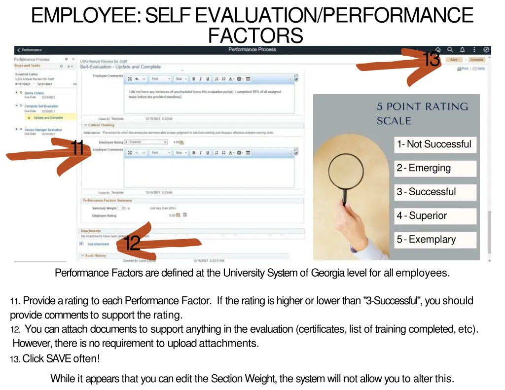 employee self evaluation performance factors