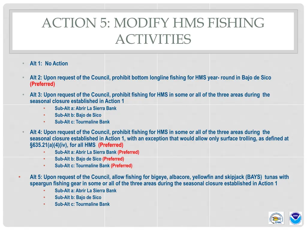 action 5 modify hms fishing activities