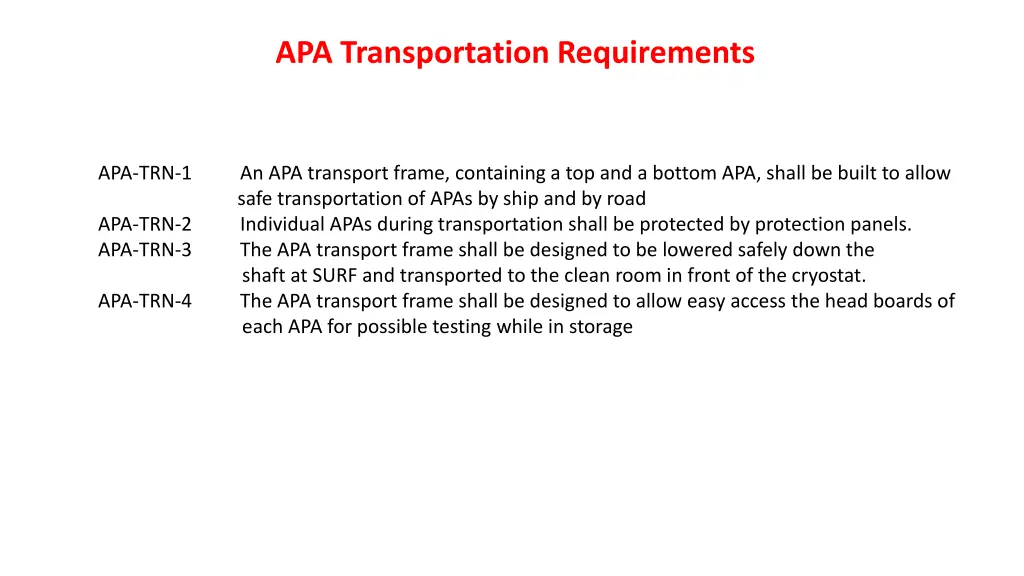 apa transportation requirements