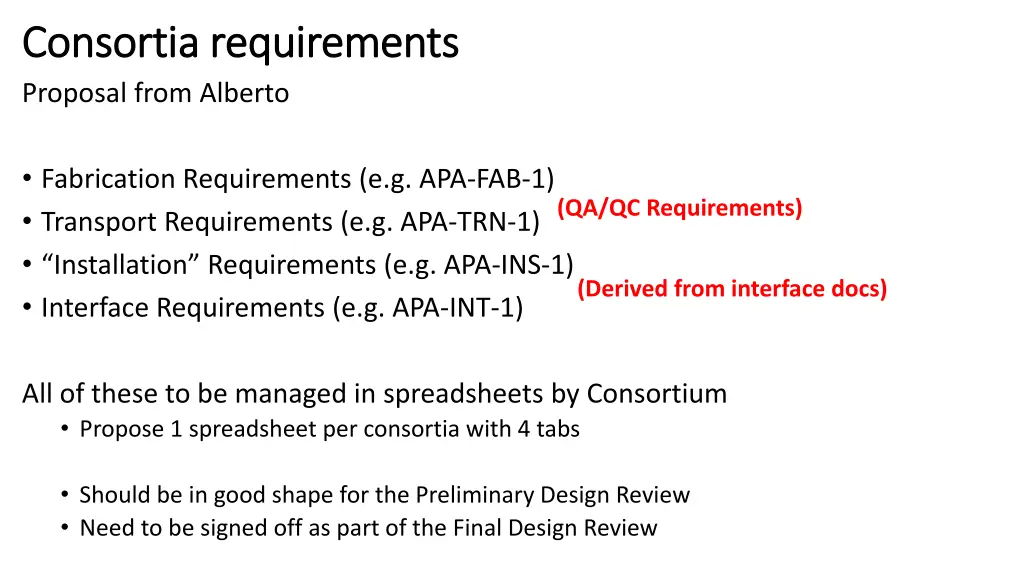 consortia requirements consortia requirements