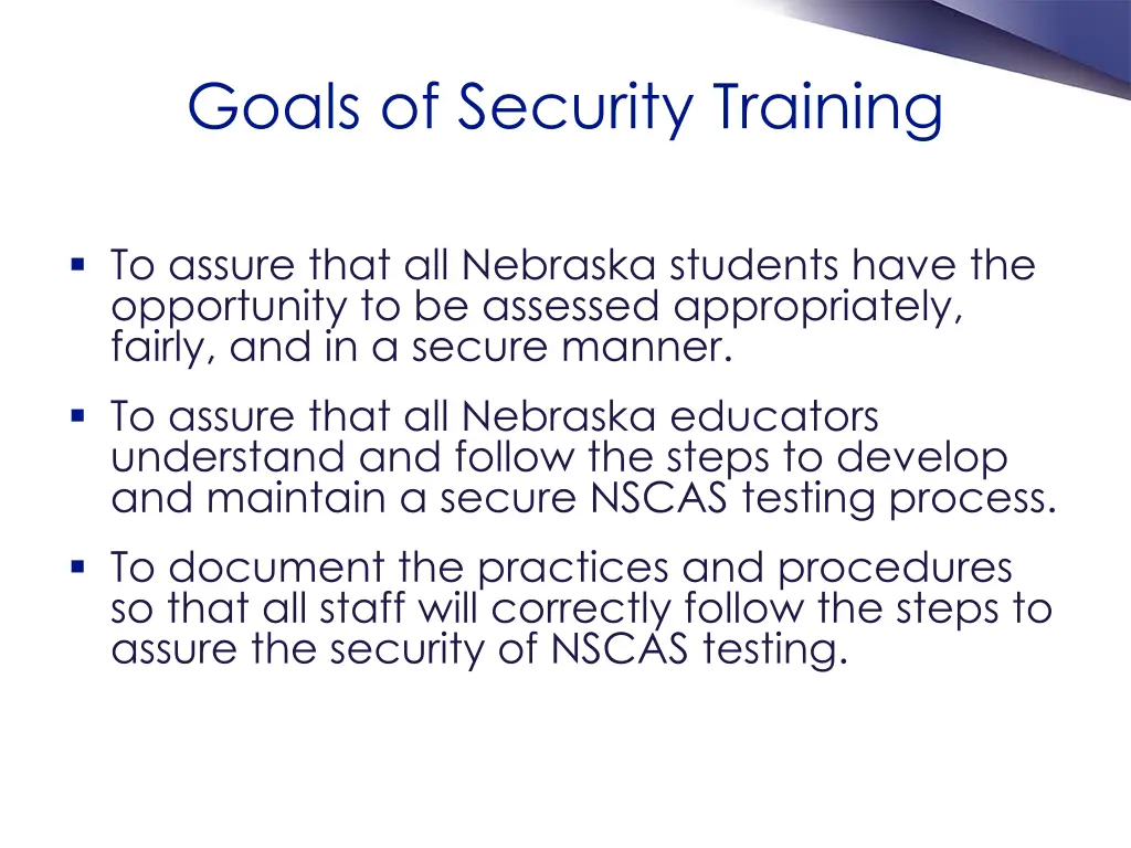 goals of security training