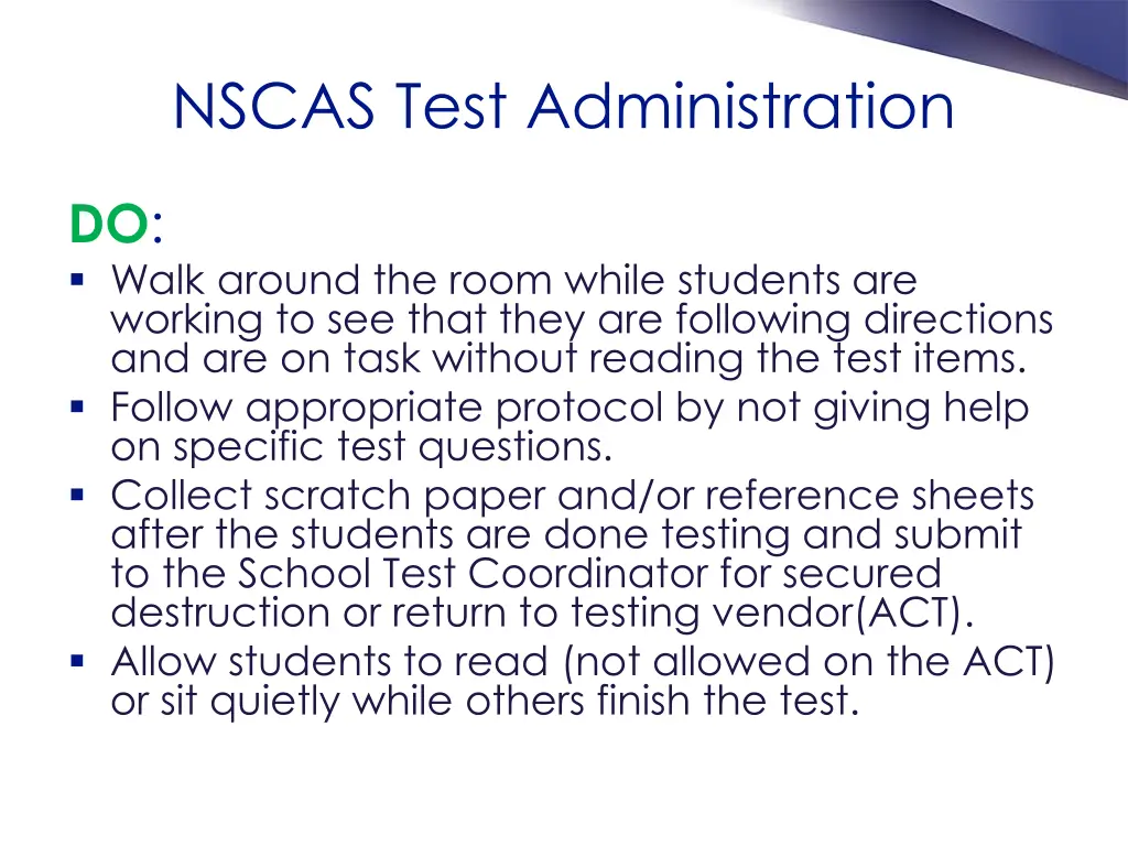 nscas test administration 2