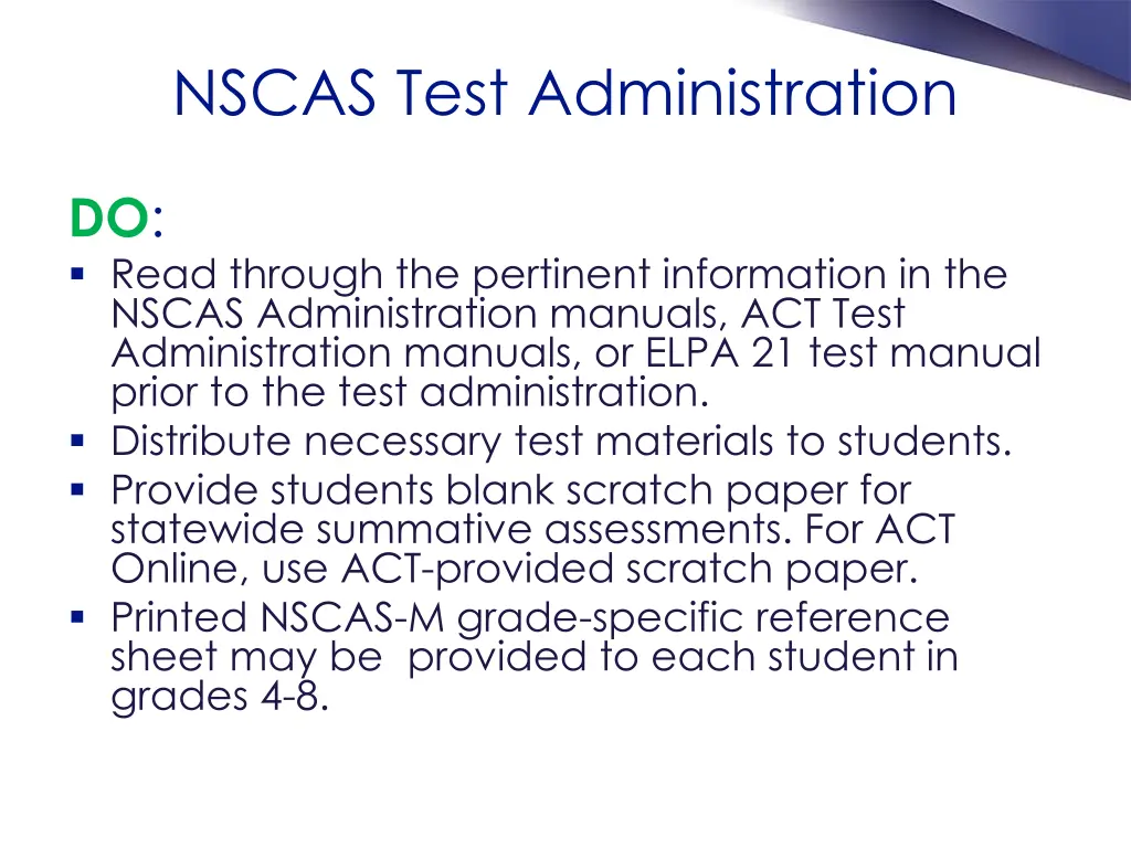 nscas test administration