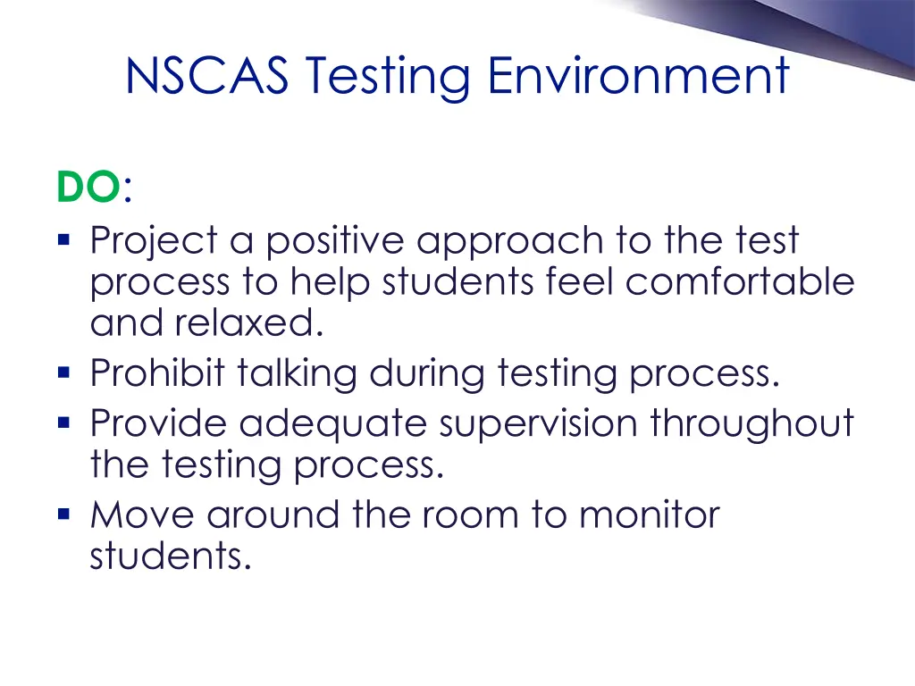 nscas testing environment 1