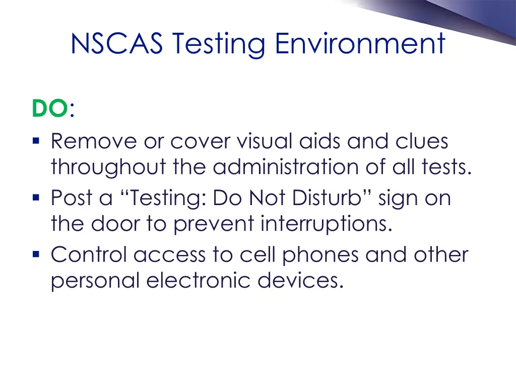 nscas testing environment