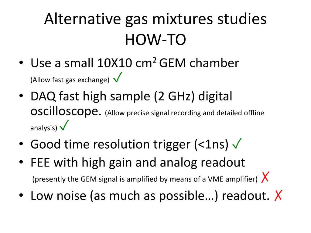 alternative gas mixtures studies