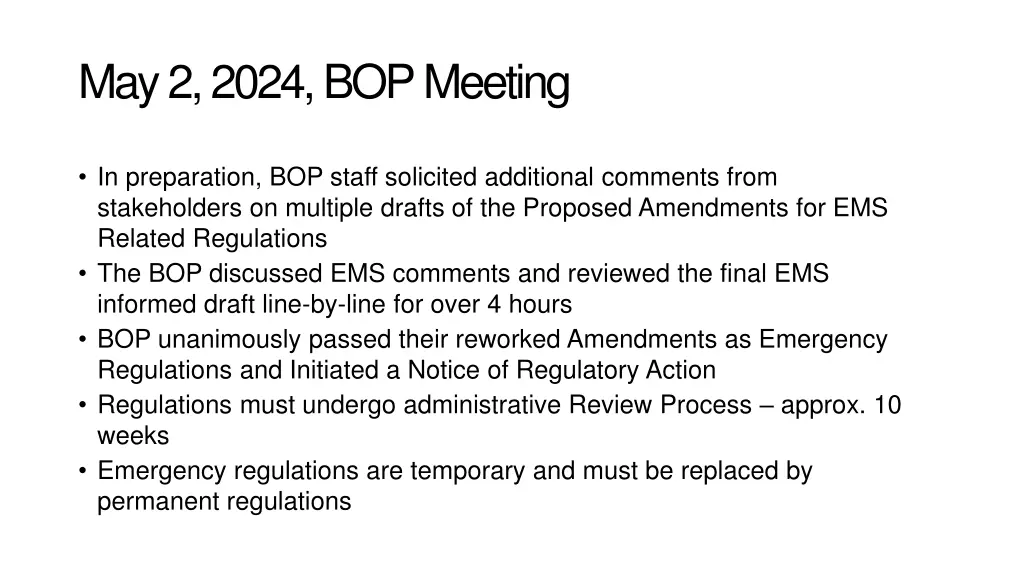 may 2 2024 bop meeting