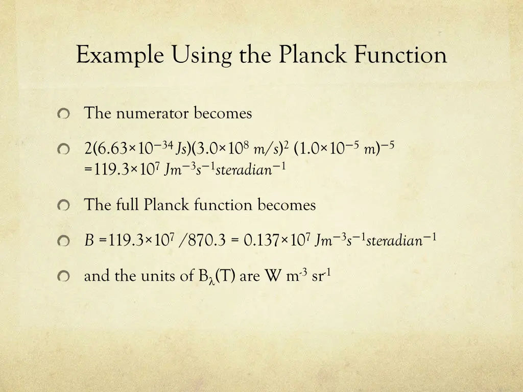 example using the planck function 1