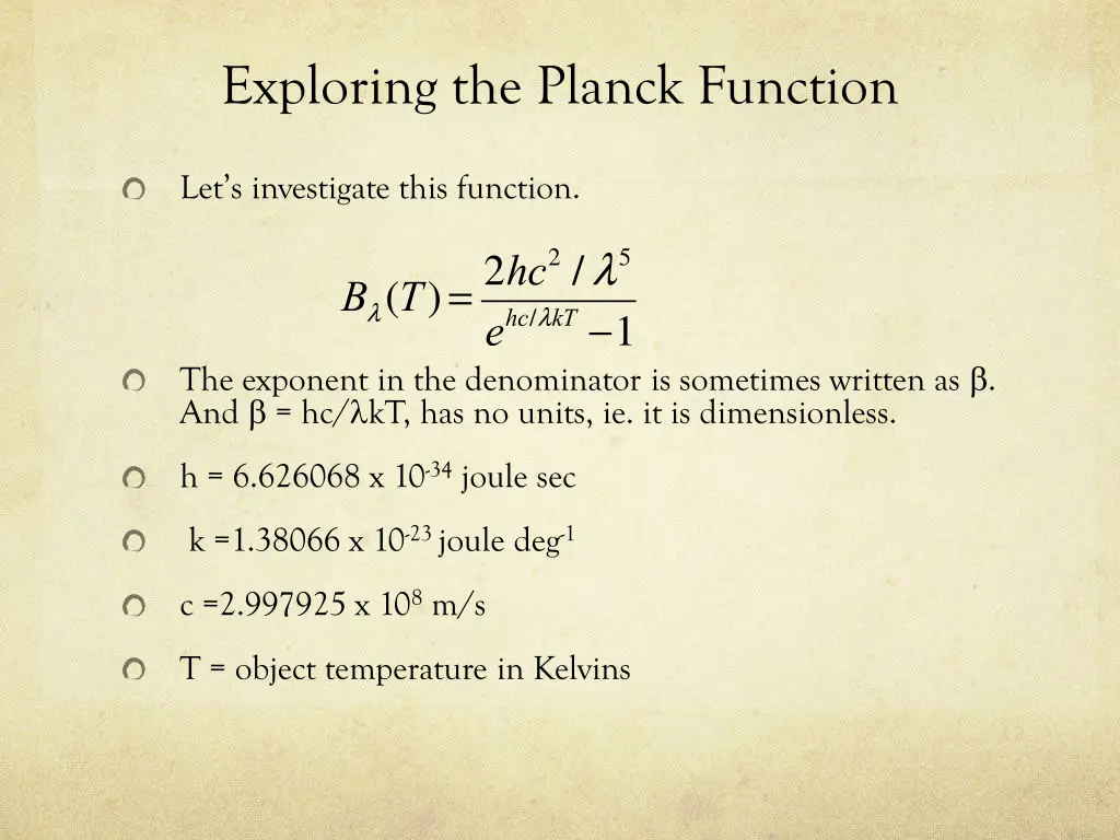 exploring the planck function