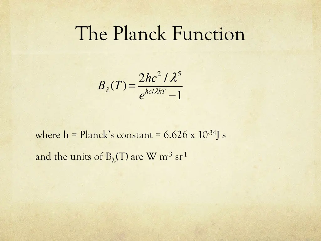 the planck function