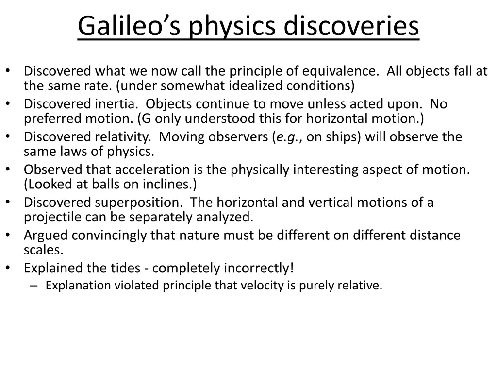 galileo s physics discoveries