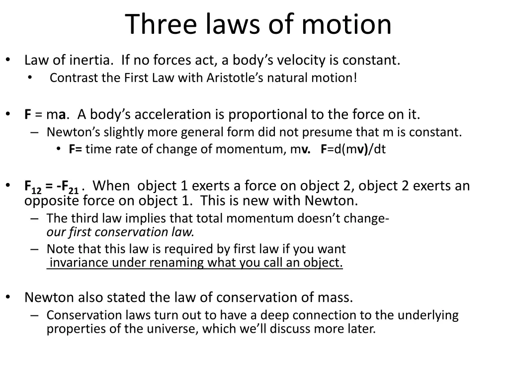 three laws of motion