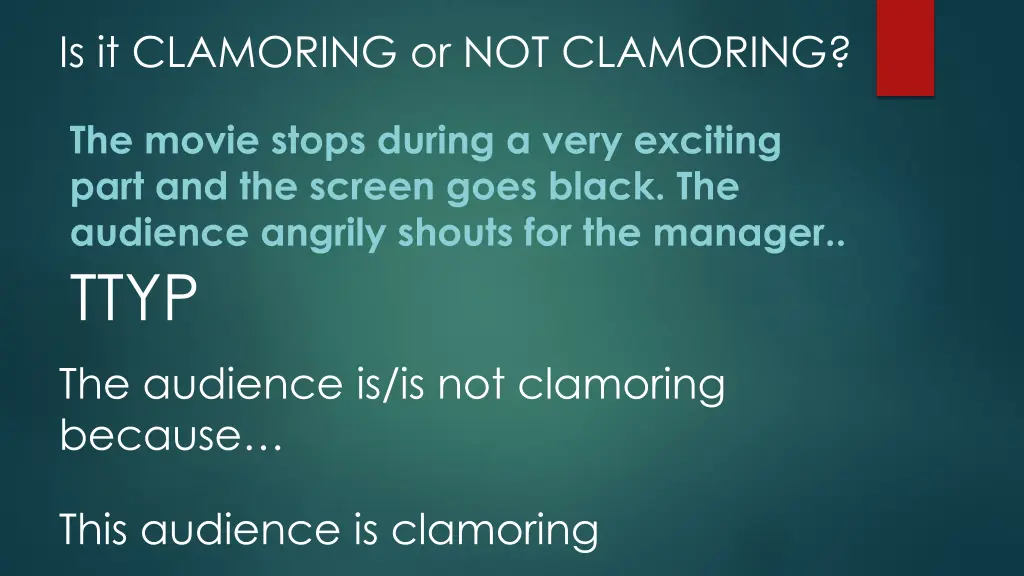 is it clamoring or not clamoring 1