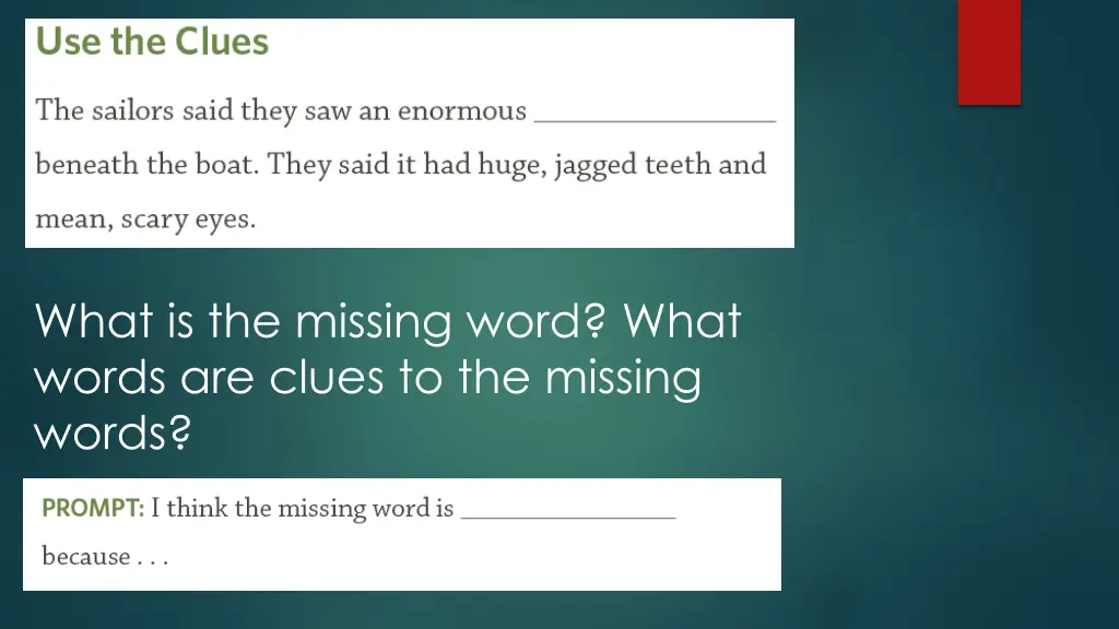 what is the missing word what words are clues