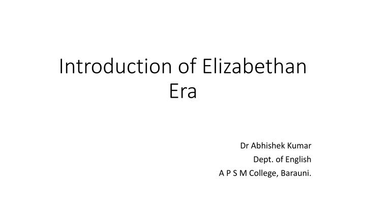 introduction of elizabethan era