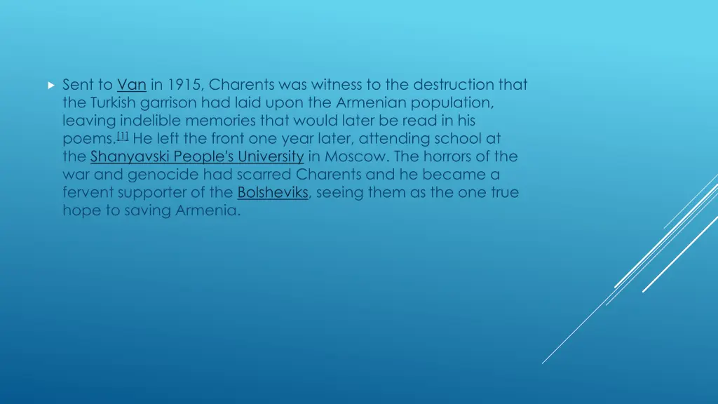 sent to van in 1915 charents was witness